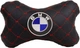 Подушка на подголовник EVAtech ECO 27 х 16 см BMW Черная с красной нитью (SPCRBRVV005) - изображение 1