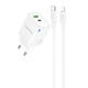 Зарядне мережеве BOROFONE BA83A (1хUSB-C/1хUSB) (PD/QC 20W) + кабель Type-C to Lightning для заряджання телефону/смартфону Білий - зображення 1