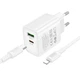Зарядне мережеве BOROFONE BA83A (1хUSB-C/1хUSB) (PD/QC 20W) + кабель Type-C to Lightning для заряджання телефону/смартфону Білий - зображення 3
