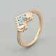 Кольцо с кристаллами Swarovski Сердце 48908 ширина 10 мм цвет аквамариновый позолота 18К - изображение 2