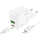 Сітковий зарядний пристрій Hoco C111A Lucky PD30W+QC3.0 Type-C to Lightning Колір Білий - зображення 2