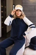 Прогулочный женский костюм в спортивном стиле Fashion 42/44 темно-синий - изображение 3