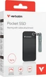 Кишеньковий накопичувач Verbatim Pocket SSD 1ТБ з брелком і кріпленням для кабелю чорний/сірий (32190) - изображение 4
