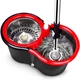 Турбошва швабра з відром і центрифугою Spin Mop 360, відро 8 л із самовіджимом, мікрофібра Чорне - зображення 2