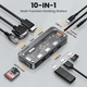 Док-станція Asometech 10-в-1 (PD 100W, 3×USB 3.0 5 Гбіт/с, LAN 1 Гбіт/с, SD/TF, VGA 1080p, HDMI 4K, 3.5 мм аудіо) - зображення 1