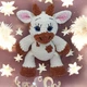 М'яка плюшева іграшка handmade Корова 32 см молочно-коричнева амігурумі в'язана гачком - зображення 2