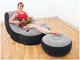 Надувное кресло с подстаканником Intex 68564 Ultra Lounge с пуфиком 154х98 см Серо-черный - изображение 3