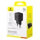 Cетевое зарядное устройство Baseus P10111608113-00 Palm Fast Charger 20W с двумя портами Type-C + USB Black - изображение 4