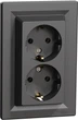 Розетка двойная Schneider Electric Asfora с заземляющим контактом Антрацит (EPH9900171) - изображение 1