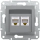 Компьютерная розетка двойная Schneider Electric Asfora RJ45 категория 5е UTP Сталь (EPH4400162) - изображение 2