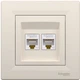 Розетка двойная компьютерная Schneider Electric Asfora RJ45 5 категория UTP Кремовая (EPH4400123) - изображение 5