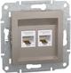 Розетка двойная компьютерная Schneider Electric Asfora RJ45 5 категория UTP Бронзовая (EPH4400169) - изображение 1