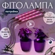 Фитолампа для растений тройная 15Вт, настольная светодиодная LED лампа на 3 ветки для подсветки рассады, комнатных и тепличных растений с таймером, клипсой-зажимом и USB питанием, синий, красный, фиолетовый свет Черная F-33 - изображение 1