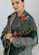 Хустка українська з тороками "Лілія" 110х110 см (зелена+бірюза) - изображение 3