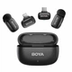 Петличний мікрофон BOYA mini 2 COMBO 2026 black Lightning+Type C, 2 шт. з зарядним кейсом (для iPhone та Android), професійний бездротовий (50072) - зображення 1
