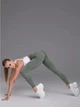Лосины женские спортивные с эффектом push-up пуш-ап для фитнеса и йоги Бесшовные Тайтсы Оливковый Зеленый размер S (70128) - изображение 4