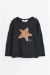 Трикотажный реглан топ с длинным рукавом для девочки H&M 98/104 черный - изображение 2