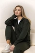 Женский спортивный костюм из двунитки штаны и кофта на молнии с капюшоном весна-осень олива L - изображение 5