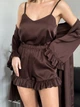 Комплект женский тройка халат майка шорты Victoria Collection S-M коричневый - изображение 5