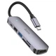 Багатофункціональний перехідник Hoco HB28 Multi-function 6in1 (Type-C to HDTV+USB3.0+USB2.0+SD+TF+PD) Metal gray - зображення 2
