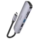 Багатофункціональний перехідник Hoco HB28 Multi-function 6in1 (Type-C to HDTV+USB3.0+USB2.0+SD+TF+PD) Metal gray - зображення 3