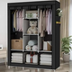 Шкаф складной тканевый каркасный разборной на 3 секции Storage Wardrobe 130х45х175 см черный HCX 88130 - изображение 1
