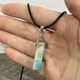 Кулон с натуральным камнем Амазонит прямоугольной формы на шнурке экошелк черный в сувенирной коробочке (16118) - изображение 3