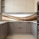 Наклейка на кухонный фартук 60 х 250 см, фотопечать с защитной ламинацией, текстура с бежевыми волнами(БП-12-ab1858) - изображение 5