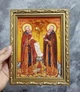 Икона "Святые Зосима и Савватий Соловецкие" янтарная 30х40 - изображение 2