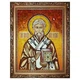 Икона "Святитель Тарасий архиепископ Константинопольский" янтарная 15х20 - изображение 3