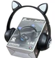 Дитячі навушники з котячими вушками Cat MZ-023 Bluetooth RGB підсвічування FM microSD Чорний - зображення 1