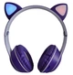 Дитячі навушники з котячими вушками Cat MZ-023 Bluetooth RGB підсвічування FM microSD Темно синій - зображення 3