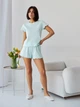 Пижама (футболка + шорты) женская больших размеров хлопковая BARWA garments 0355/356 XL Мятная (2113553564139) - изображение 6