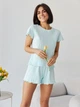 Пижама (футболка + шорты) женская больших размеров хлопковая BARWA garments 0355/356 XL Мятная (2113553564139) - изображение 7