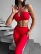 Спортивний костюм «Brazilian» (топ з чашками та легінси з пуш-ап ефектом), червоного кольору, розмір L - зображення 6