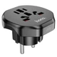 Перехідник мережевий Hoco AC6 Unimpeded Universal Conversion Plug (EU) Black - зображення 1