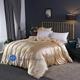 Атласное Бело-Золотое полуторное постельное белье Moka Textile 145*210 - изображение 1