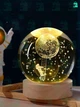 Светильник - ночник хрустальный шар с деревянным основанием, 3D- сфера "Астронавт", USB, комбинированный дерево со стеклом (6039785732) - изображение 8