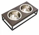 Миски на підставці Harley and Cho Lunch Bar Brown wood + Black M 42x21x10cm / Миски по 0,75л Коричневий + чорний (HC-003300033) - зображення 1