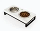 Миски на підставці Harley and Cho Lunch Bar White wood + Black S 36x18x7cm / Миски по 0,45л Білий + чорний (HC-003300060) - зображення 1
