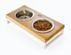 Миски на підставці Harley and Cho Lunch Bar Natural wood + White S 36x18x7cm / Миски по 0,45л Натуральний + білий (HC-003300017) - зображення 1