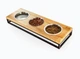 Три миски на подставке Harley and Cho Lunch Bar Natural Wood + Black S 54x18x7cm / Миски по 0,45л Натуральный + черный (HC-003300096) - изображение 1