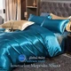 Атласное Семейное постельное белье Морская Волна + Золотые наволочки Moka Textile 145*210 - изображение 1