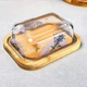 Стеклянная маслёнка на бамбуковом подставке 16 см Лаванда - изображение 4
