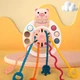 Детская силиконовая погремушка - прорезыватель Cute Piggy сенсорная развивающая игрушка Монтессори для мелкой моторики ребенка, разноцветная (100742486) - изображение 4