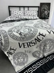 Плед велсофт полуторний 145х220 принт Versace білий - зображення 1