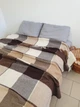 Плед Vladi Wool Cube шерстяной в клетку 170x210 см коричневый - изображение 1