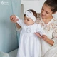 Костюм для хрещення дівчинки з срібною вишивкою Мамине Сонечко 56 розмір Ініціал велюр білий (арт. 11215 ) - зображення 2