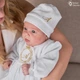 Костюм для хрещення дівчинки з золотою вишвкою Мамине Сонечко 56 розмір Ініціал велюр білий (арт. 11216 ) - зображення 4