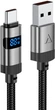 Кабель Acefast C15-04 USB-A to USB-C zinc alloy digital display braided charging data cable Black (6974316283737) - изображение 2
